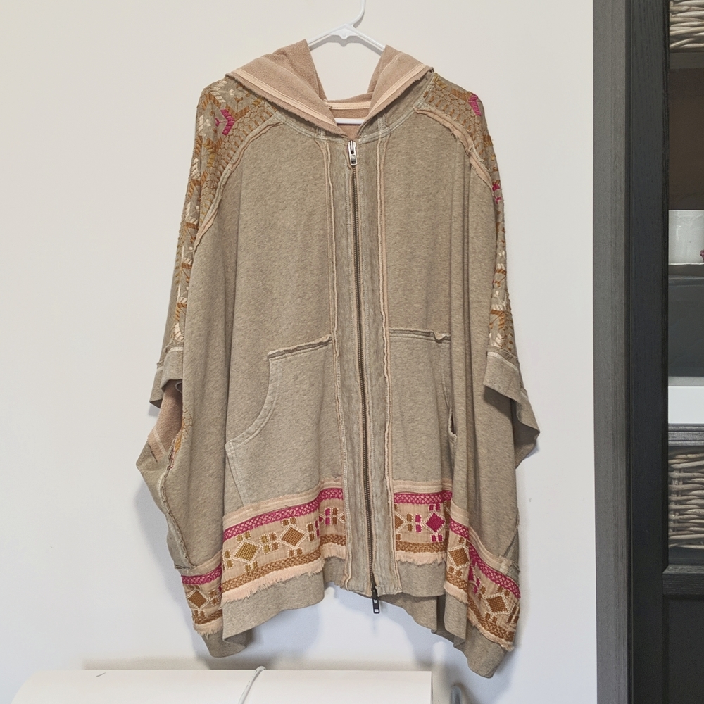 Free People Poncho dune beige overdye